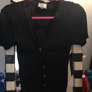 Black button up knitted shirt